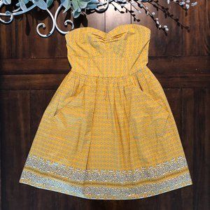 Anthro - Daughters from Savoy Strapless Yellow Dress